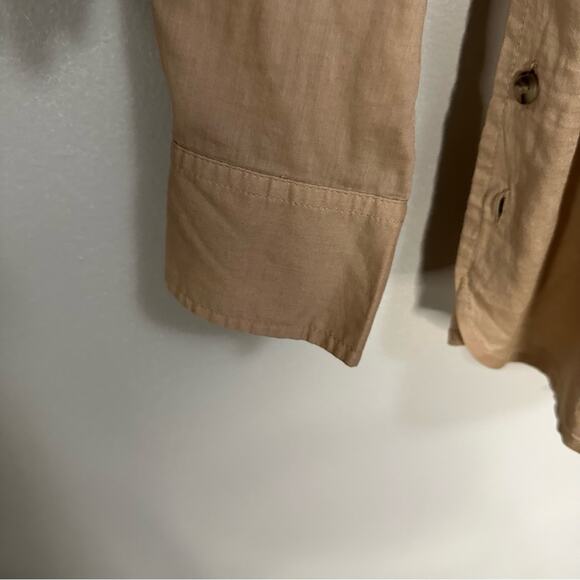 Talbots Popover Long Sleeve Blouse Tan Womens Small Neutral Minimalist Office - Picture 5 of 8